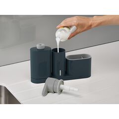 Органайзер для раковины с дозатором для мыла и бутылочкой SinkBase Plus серый, Joseph Joseph, изображение 6