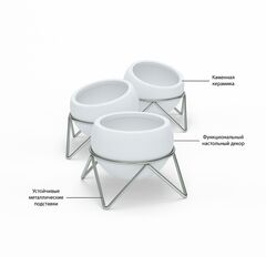 Набор из 3 горшков для растений на подставке Potsy белый-никель, Umbra, изображение 3