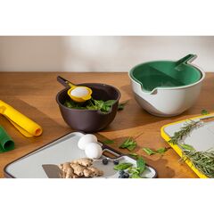 Доска разделочная из пшеничного волокна двусторонняя Ness, 34х28 см, светло-серая с темно-сливовым кантом, Smart Solutions, изображение 6