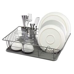 Сушилка для посуды Hoem, 48х30х10 см, серая, Smart Solutions