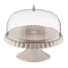 Подставка для торта на ножке с крышкой Tiffany, ?30 см, серо-бежевая, Guzzini