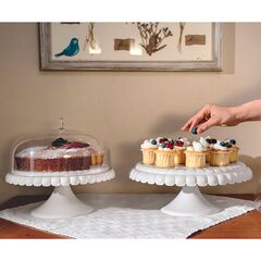 Подставка для торта на ножке с крышкой Tiffany, ?30 см, серо-бежевая, Guzzini, изображение 5