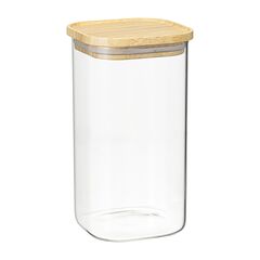 Банка для хранения квадратная Glass Bamboo, 1,4 л, Smart Solutions