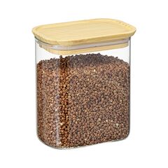 Банка для хранения прямоугольная Glass Bamboo, 950 мл, Smart Solutions, изображение 5