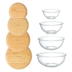 Набор из 4-х стеклянных мисок Eco Store с крышками из бамбука, Smart Solutions, изображение 4