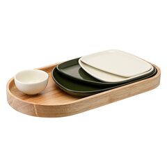 Набор из 5-ти сервировочных тарелок на деревянном подносе Sorrento, Liberty Jones