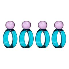 Набор из 4 колец для салфеток Orb, ?4 см, бирюзовые/розовые, Liberty Jones