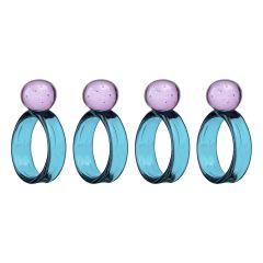 Набор из 4 колец для салфеток Orb, 4 см, бирюзовые/розовые, Liberty Jones