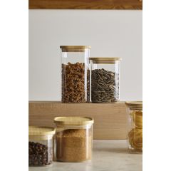 Банка для хранения квадратная Glass Bamboo, 600 мл, Smart Solutions, изображение 3