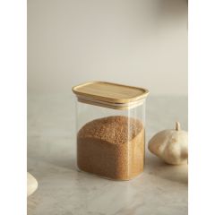 Банка для хранения прямоугольная Glass Bamboo, 950 мл, Smart Solutions, изображение 3