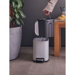 Ведро мусорное с педалью, светло-серое, 6 л, Smart Solutions, изображение 3