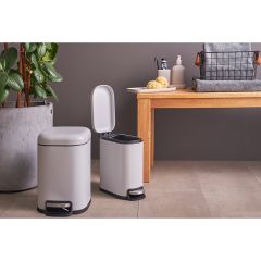 Ведро мусорное с педалью, светло-серое, 6 л, Smart Solutions, изображение 2