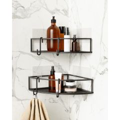 Набор из 2-х угловых полок для ванной Cubiko, черные, Umbra, изображение 4