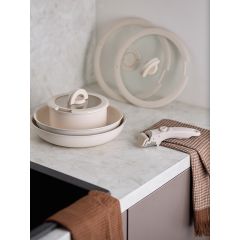 Набор посуды для приготовления со съемной ручкой Smart Ceramic, 7 предметов, цвета топленого молока, Smart Solutions, изображение 3