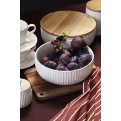 Салатник с крышкой из каучукового дерева Soft Ripples, Dual Glazing, 22 см, Liberty Jones, изображение 3