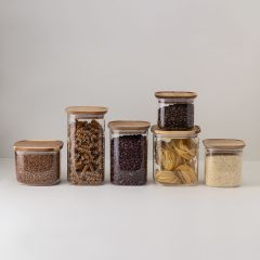 Банка для хранения квадратная Glass Acacia, 1,1 л, Smart Solutions, изображение 4