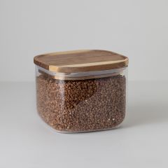 Банка для хранения квадратная Glass Acacia,1 л, Smart Solutions, изображение 5