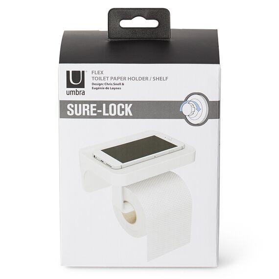 Держатель для туалетной бумаги с полочкой Flex белый, Umbra, изображение 7