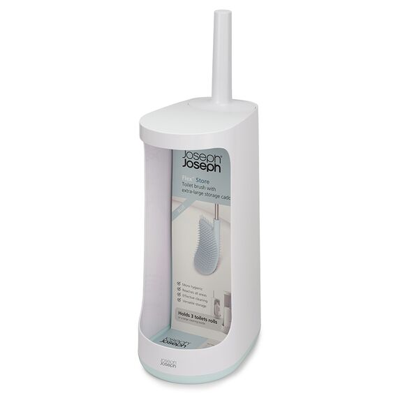 Ёршик для унитаза с большим отсеком для хранения Flex Plus бело-голубой, Joseph Joseph, изображение 5