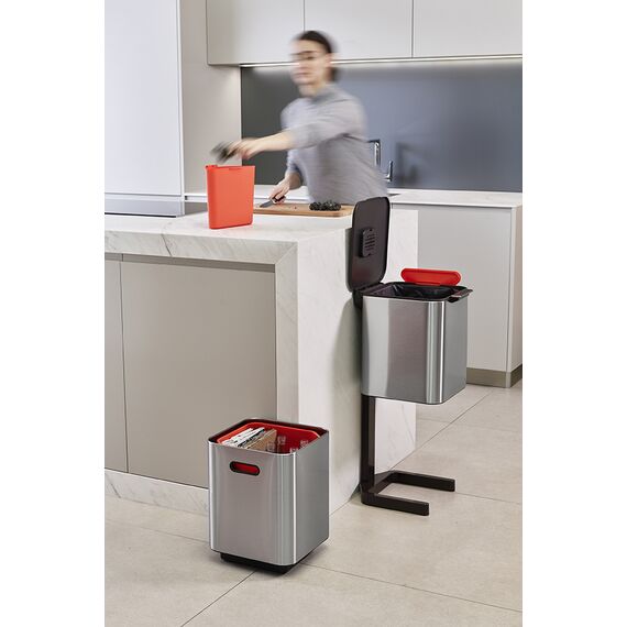 Контейнер для мусора с двумя баками Totem Compact 40 л нержавеющая сталь, Joseph Joseph, изображение 6
