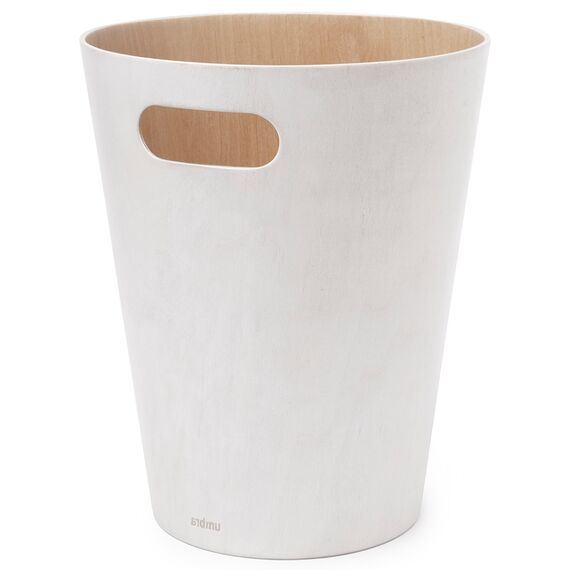 Корзина для мусора Woodrow кремовая-дерево, Umbra