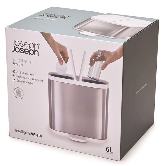 Контейнер для мусора Split™ для ванной комнаты нержавеющая сталь, Joseph Joseph, изображение 13