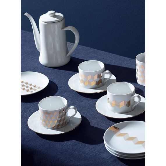 Набор из 4 блюдец Signature Chevron D16cm, золото, LSA International, изображение 2