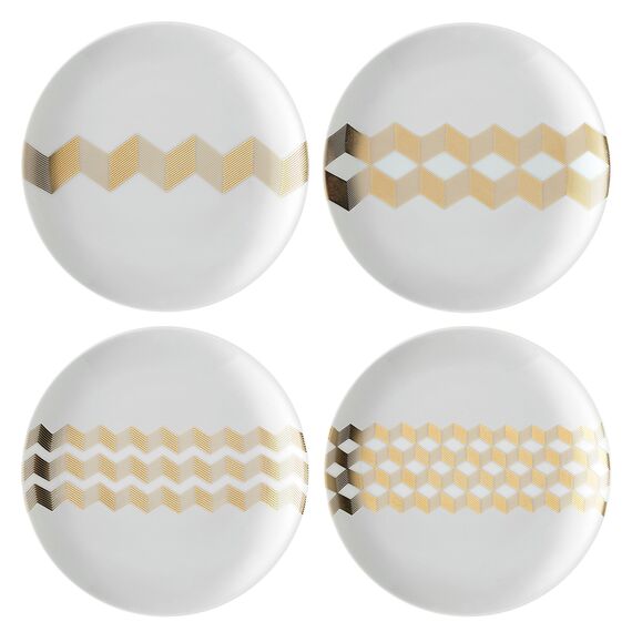 Набор из 4 блюдец Signature Chevron D16cm, золото, LSA International