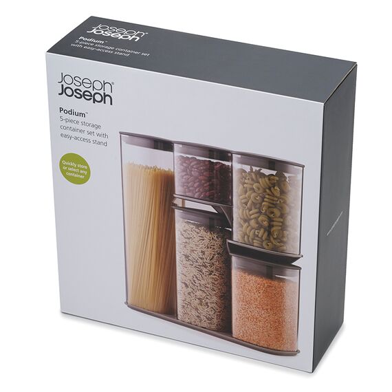 Набор из 5-ти емкостей для хранения Podium серый, Joseph Joseph, изображение 5