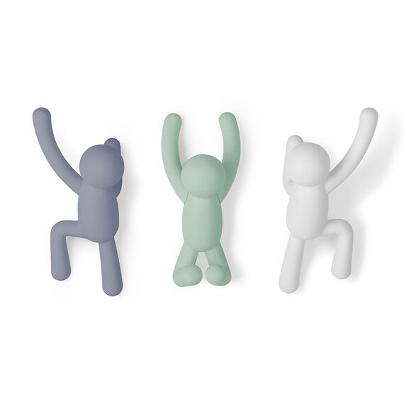 Вешалки-крючки Buddy 3 шт. разноцветные мятные, Umbra