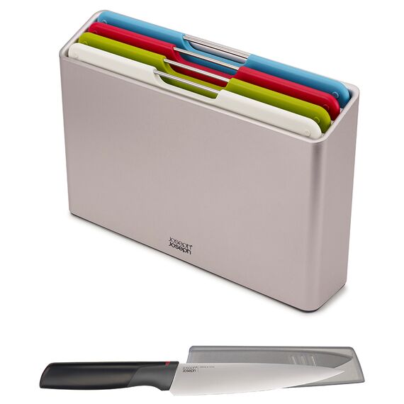 Набор разделочных досок Folio Regular серебристый с ножом, Joseph Joseph