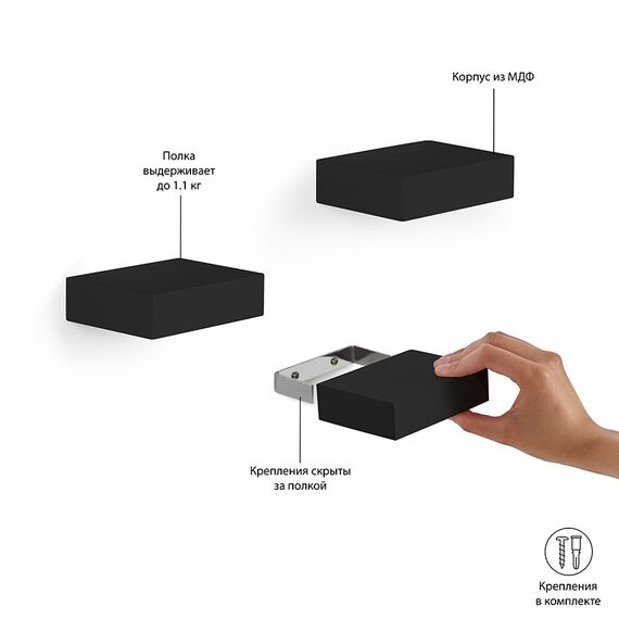 Набор из 3 полок Showcase черный, Umbra, изображение 5