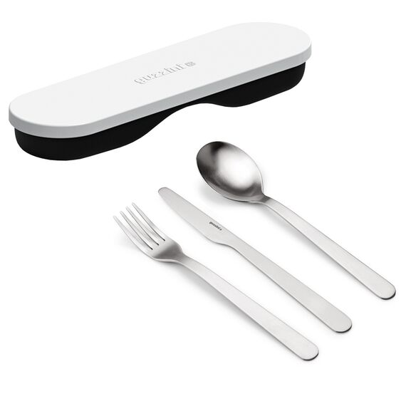 Набор столовых приборов в футляре On The Go, белый, 3 шт., Guzzini