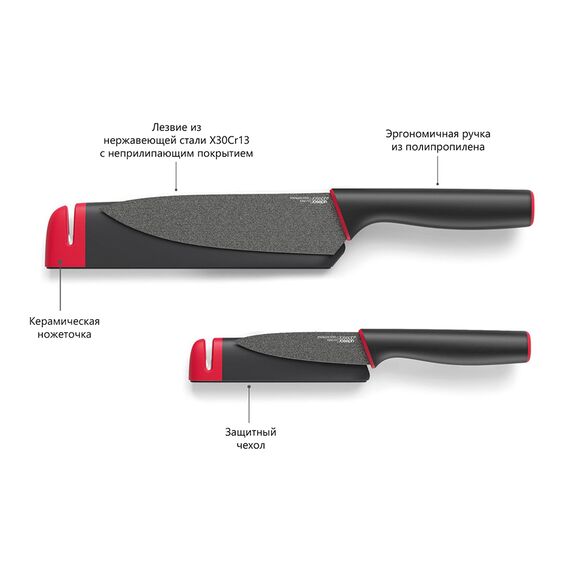 Набор из 2 ножей в чехлах со встроенной ножеточкой Slice&Sharpen 3,5' и 6', Joseph Joseph, изображение 3