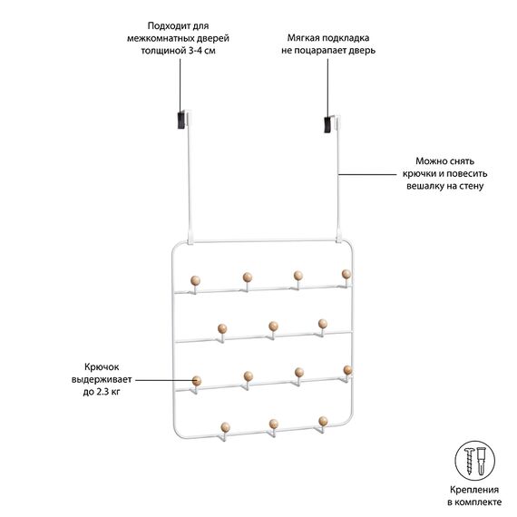 Органайзер для аксессуаров ESTIQUE с надверными креплениями белый, Umbra, изображение 6