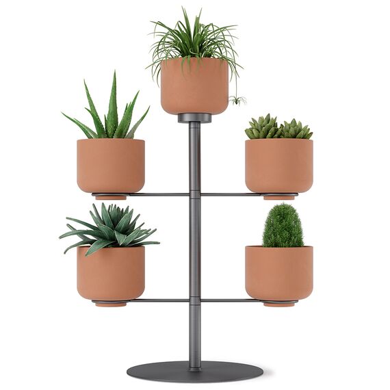 Подставка для цветов Terrapotta с горшками 5 шт, titanium, Umbra