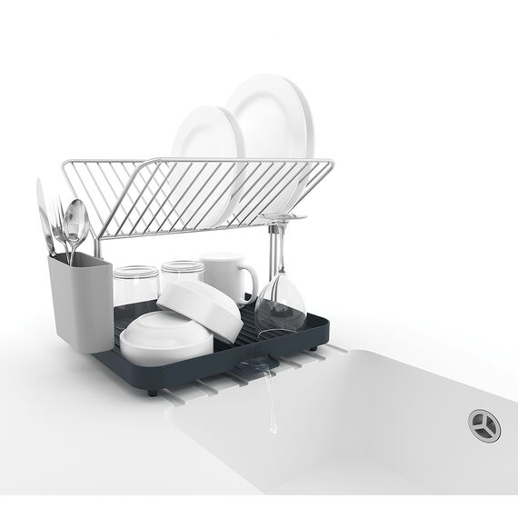 Сушилка для посуды и столовых приборов 2-уровневая со сливом Y-rack серая, Joseph Joseph, изображение 6