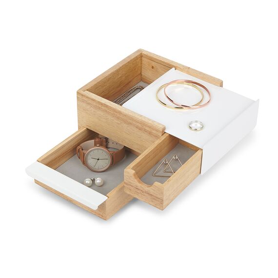 Шкатулка для украшений Stowit Mini белая-дерево, Umbra, изображение 7