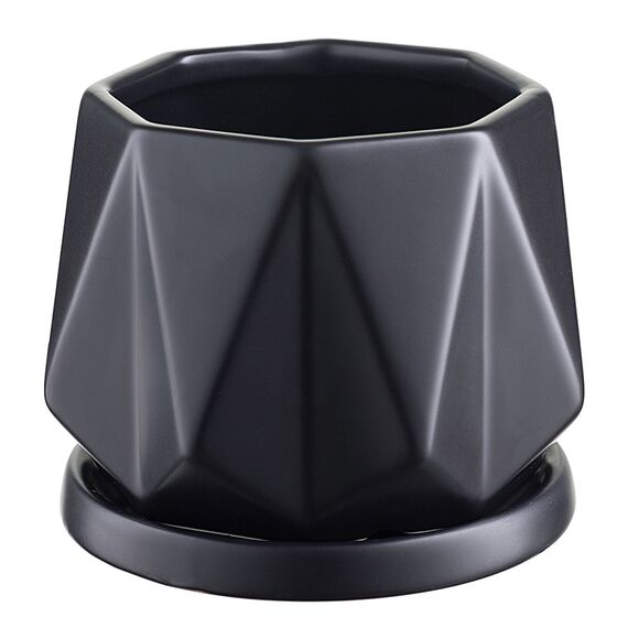 Горшок цветочный Rhombus, 12,5 см, матовый черный, Liberty Jones