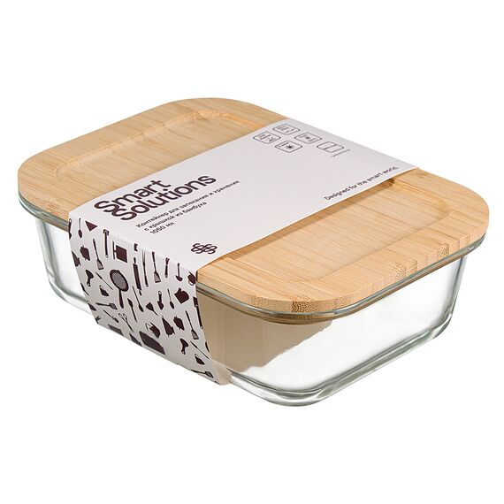 Контейнер для запекания и хранения Smart Solutions с крышкой из бамбука, 1050 мл, Smart Solutions, изображение 8
