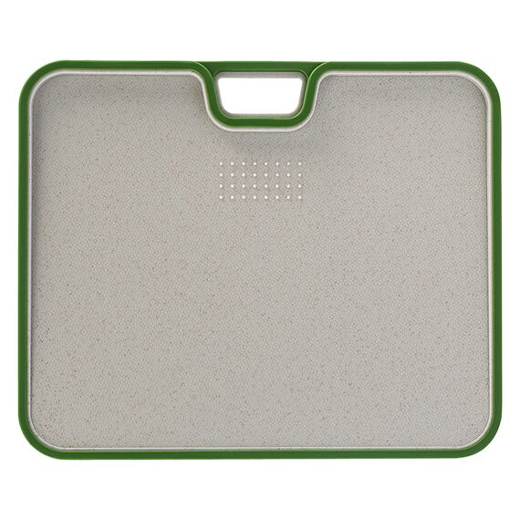 Доска разделочная из пшеничного волокна двусторонняя Ness, 34х28 см, светло-серая с зеленым кантом, Smart Solutions