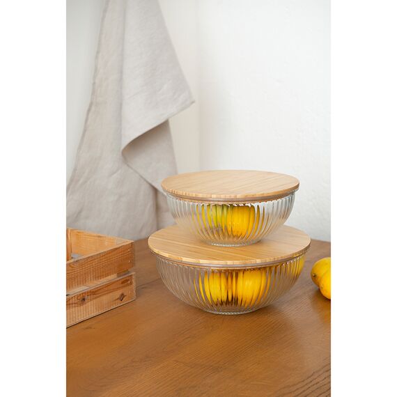 Чаша стеклянная с бамбуковой крышкой, 2 л, Smart Solutions, изображение 5