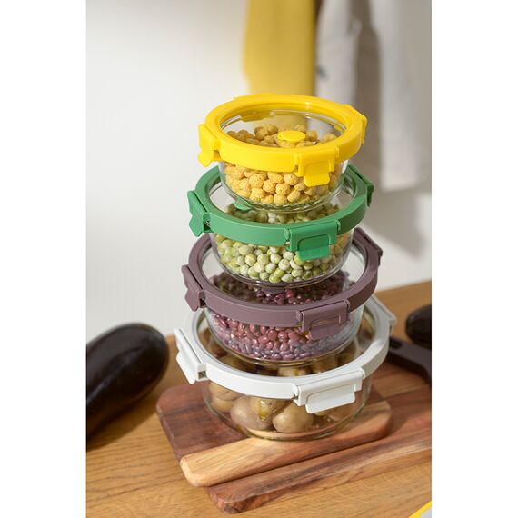 Контейнер для запекания и хранения круглый с крышкой, 1,3 л, светло-серый, Smart Solutions, изображение 3