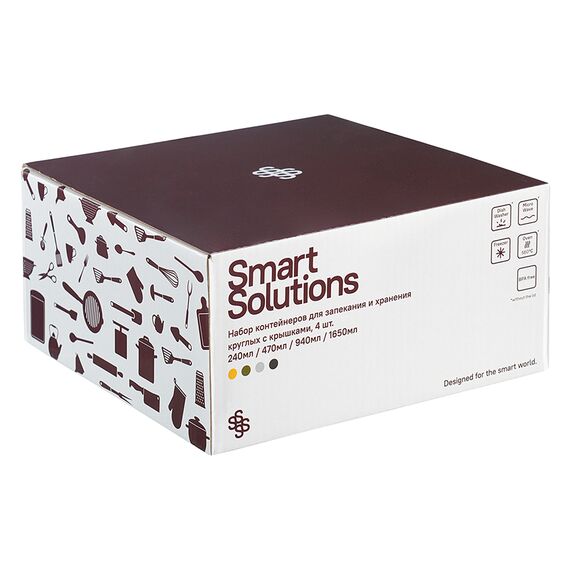 Набор контейнеров для запекания и хранения круглые с крышками, 4 шт., Smart Solutions, изображение 9