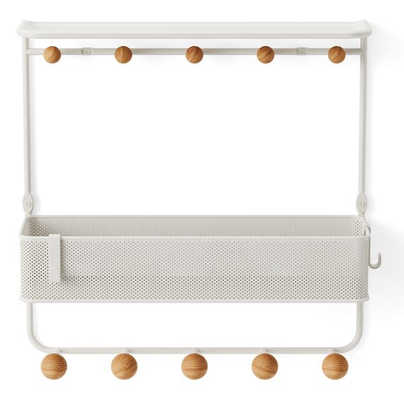 Полка настенная с крючками для аксессуаров Estique, белая/натуральное дерево, Umbra, изображение 7