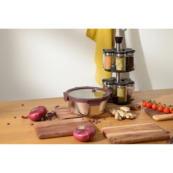 Ланч-бокс стальной со стеклянной крышкой, 650 мл, сливовый, Smart Solutions, изображение 6