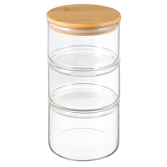 Набор из 3 банок для хранения с крышкой из бамбука, Smart Solutions