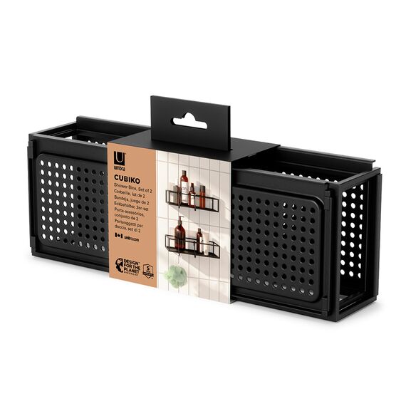 Набор из 2-х полок для ванной Cubiko, черные, Umbra, изображение 9