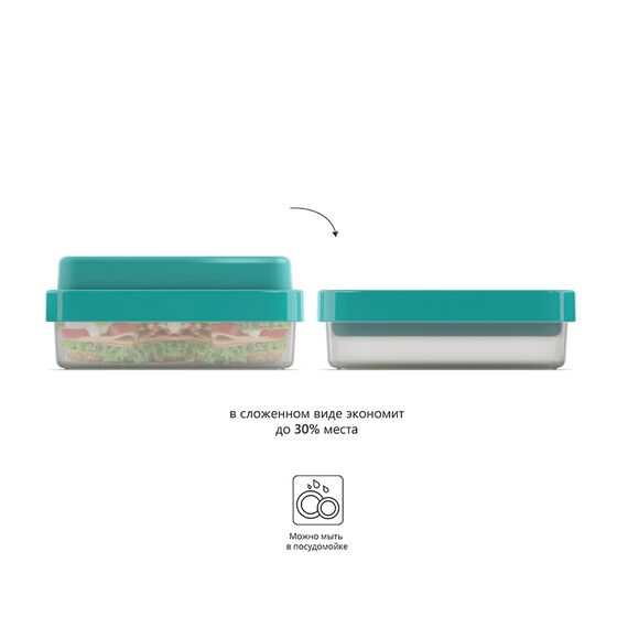 Ланч-бокс компактный GoEat™, 13,5х6,5х19 см, изумрудный, Joseph Joseph, изображение 6