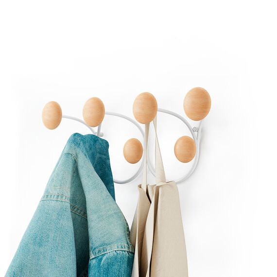 Вешалка для одежды настенная Dotsy, белая/натуральное дерево, Umbra, изображение 8